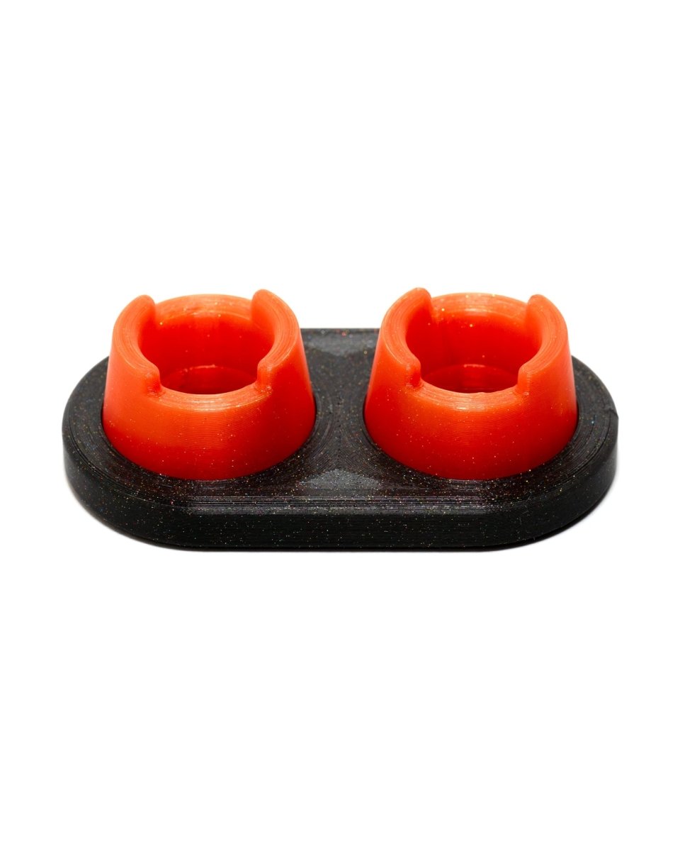 Galaxy Black Doc with two Sunrise orange bubble cap holders. 