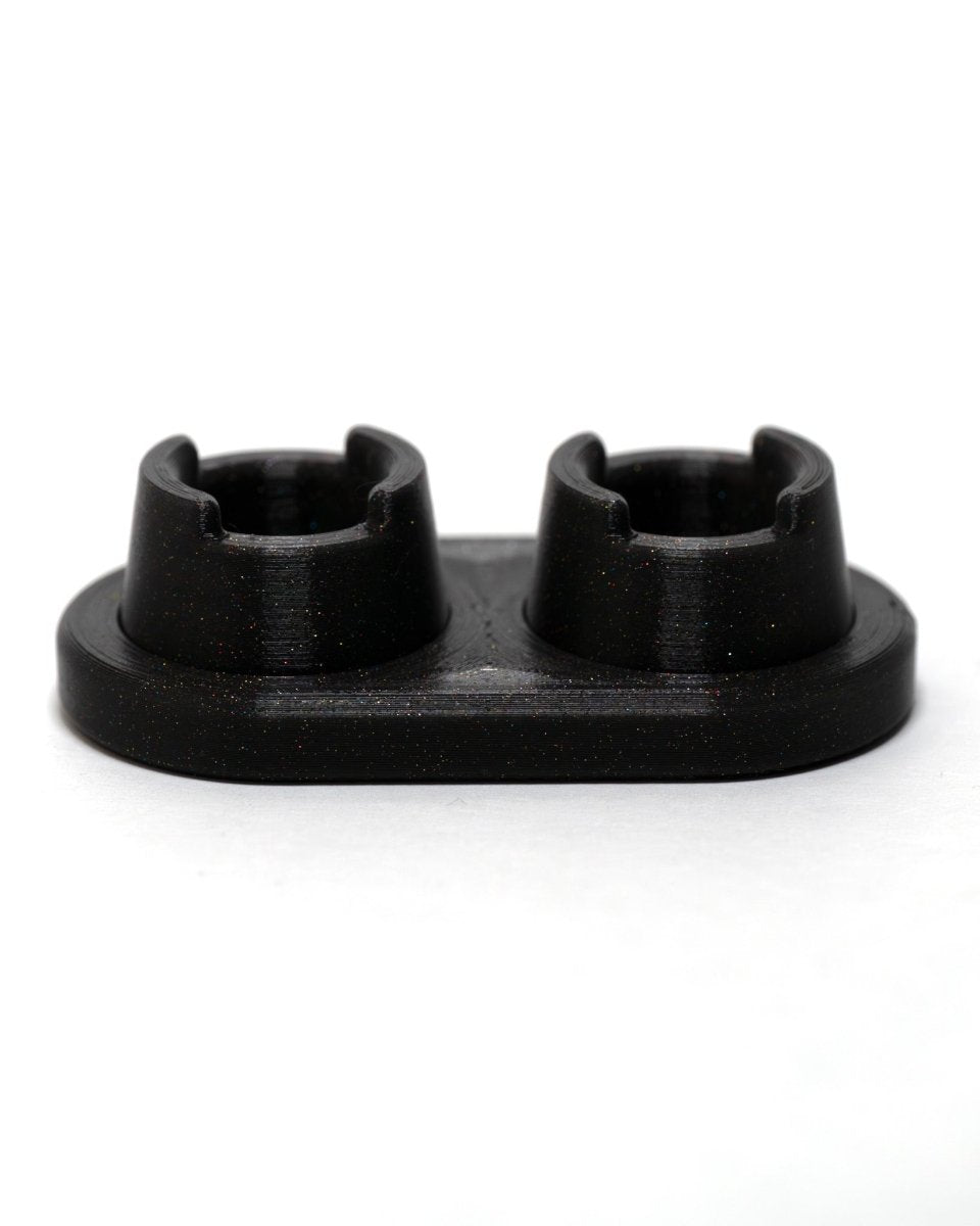 Galaxy Black Doc with two Galaxy Black bubble cap holders. 