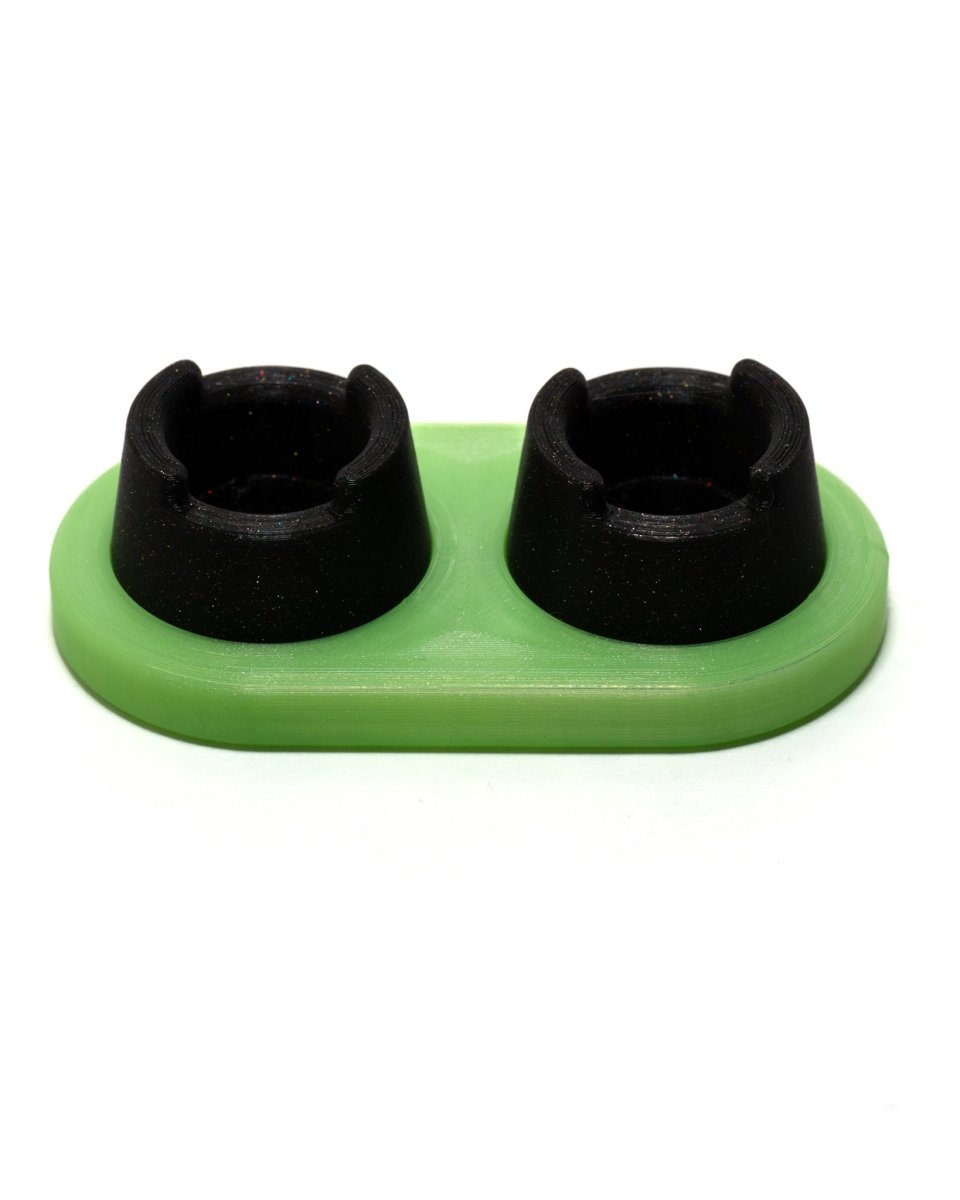 Ooze green doc with two galaxy black bubble cap holders.