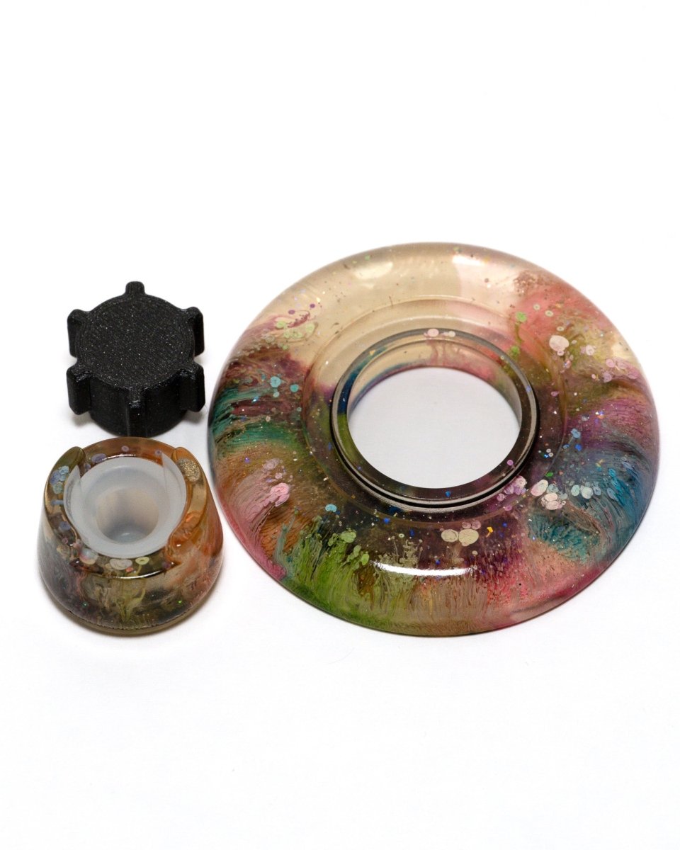 Green, Pink, & Orange drips- Blazer big shot gt 8000 resin base, knob, and bubble cap holder.