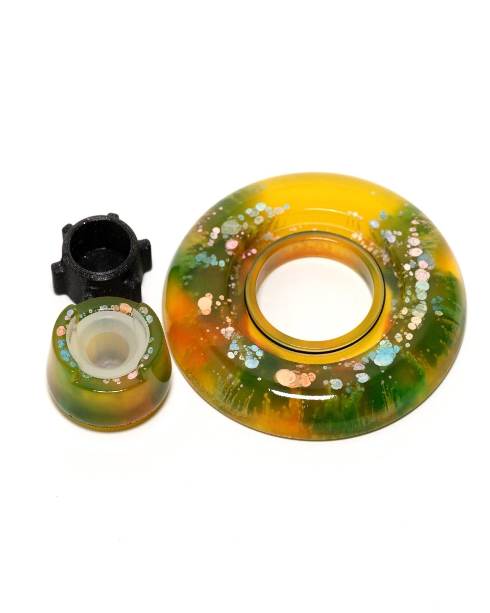 Yellow, Green, & Orange drips - Blazer big shot gt 8000 resin base, knob, and bubble cap holder.