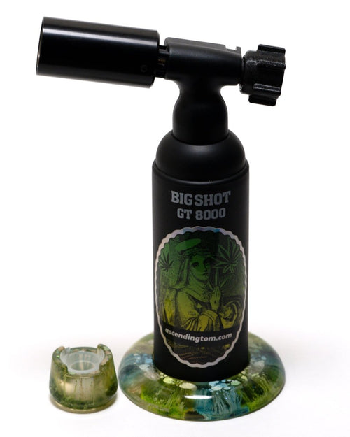 Green drips resin base on Blazer big shot gt 8000 with knob, and bubble cap holder.