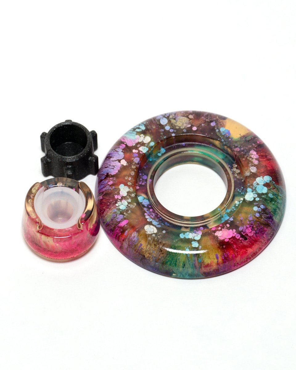 Pink, Purple, & Blue drips - Blazer big shot gt 8000 resin base, knob, and bubble cap holder.