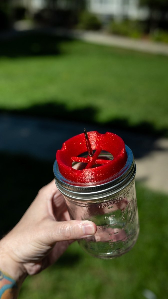 Wide-Mouth Mason Jar Ashtray Lid with Poker